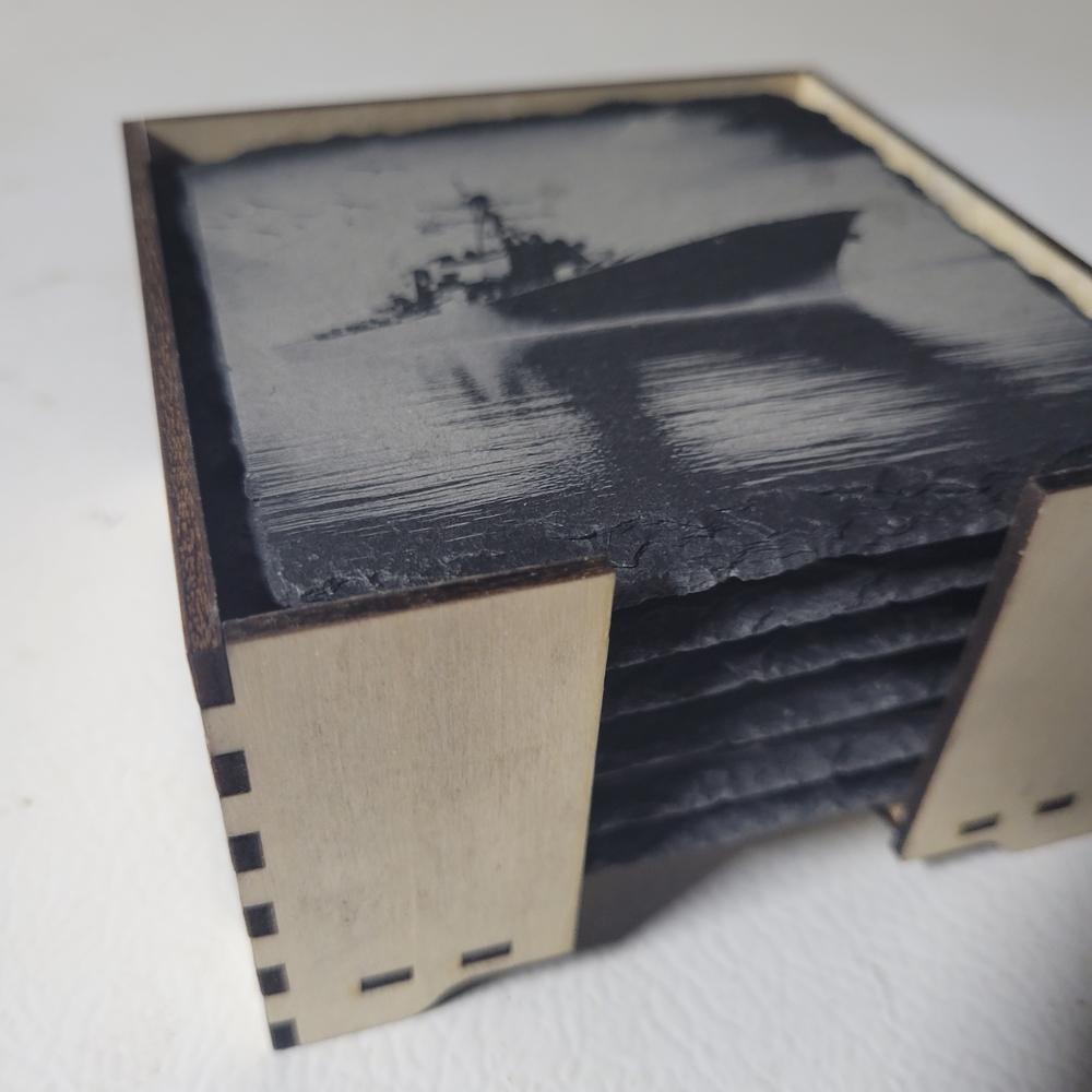 Slate Coaster Set with Holder